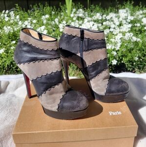 Christian Louboutin Suede color block heels Size 37.5EU Or 7.5US